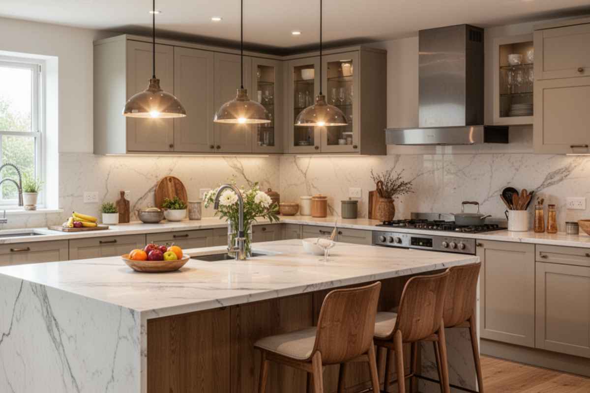 cucina con tonalità varie