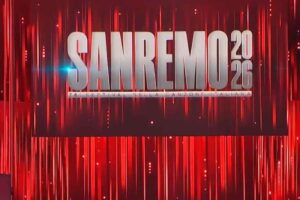 Il palco dell'Ariston per Sanremo 2026
