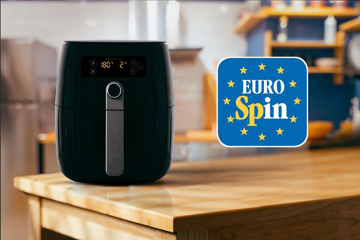 friggitrice ad aria e logo eurospin