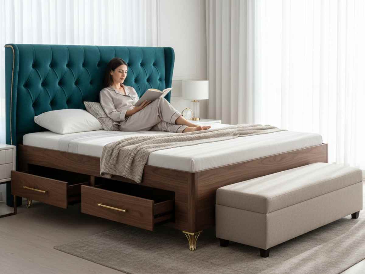 letto moderno ed elegante con cassetti laterali