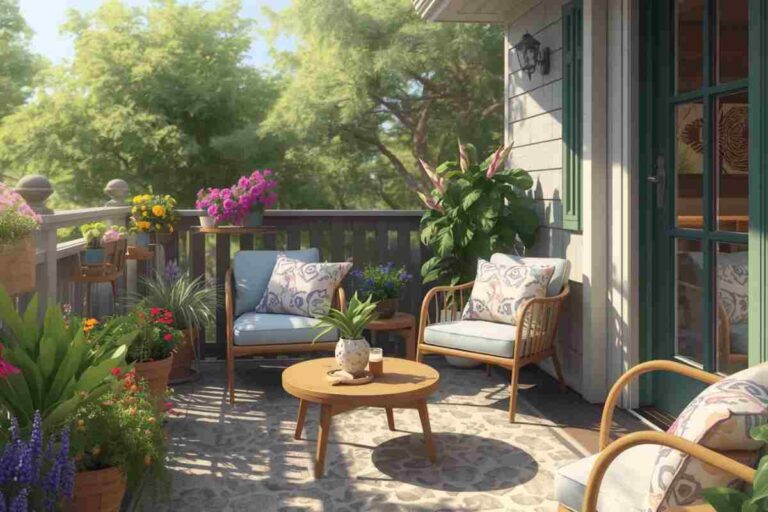 un piccolo balcone decorato ad arte