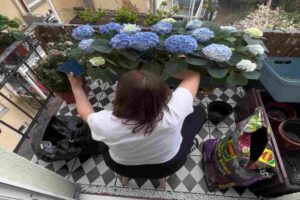 Elena rifinisce il suo balcone