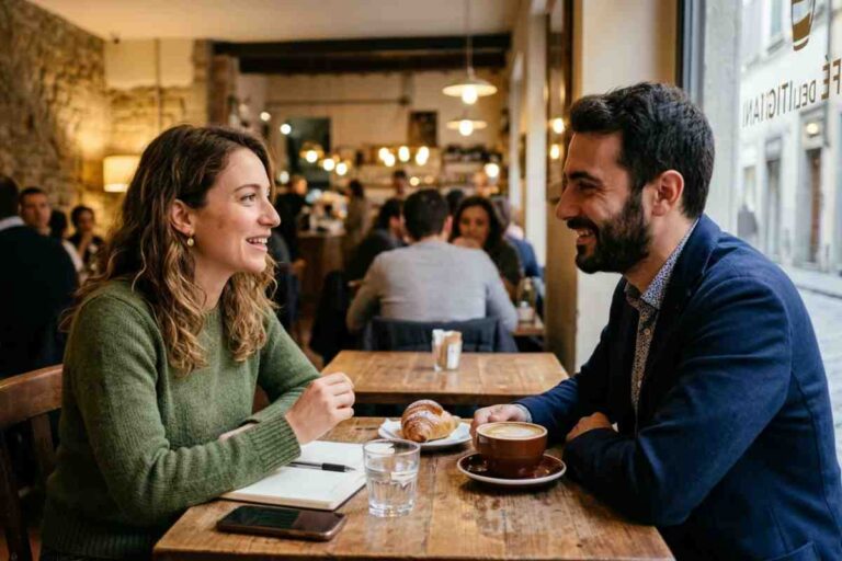 due persone chiacchierano al bar