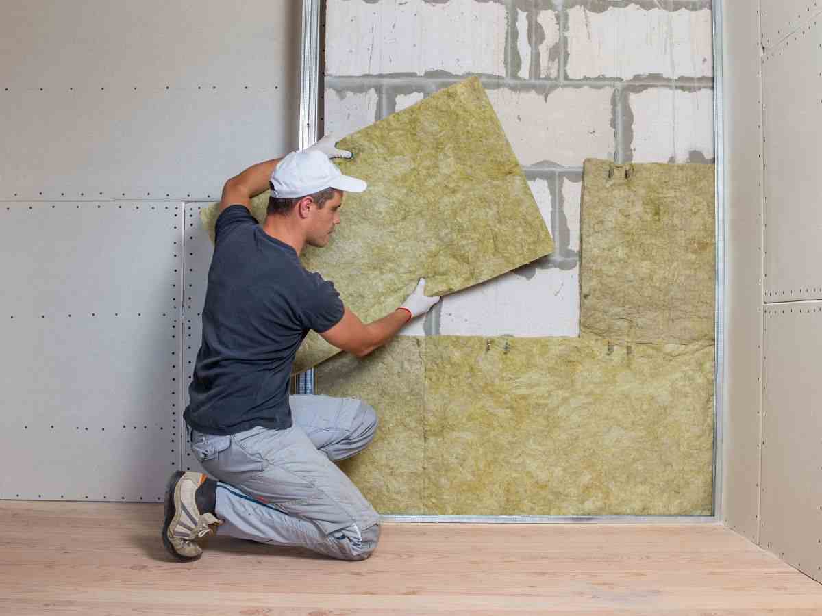 operai affissa pannelli termici