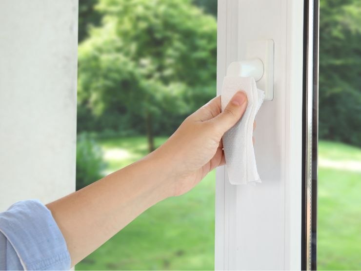 mano che apre finestra