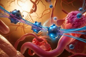 rappresentazione grafica dello sviluppo di un tumore nel corpo